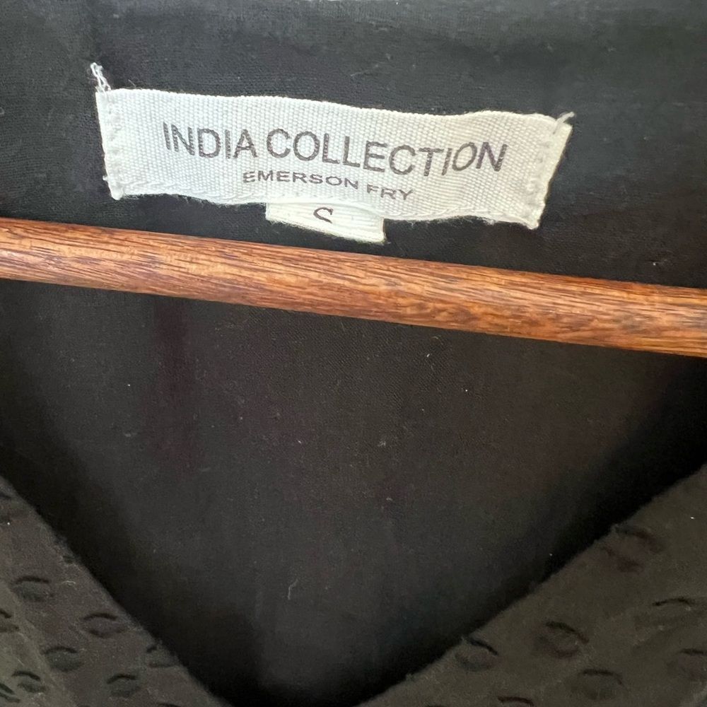 Emerson Frye India Collection Surya Swiss Dot Black Maxi Dress - Picture 8 of 9